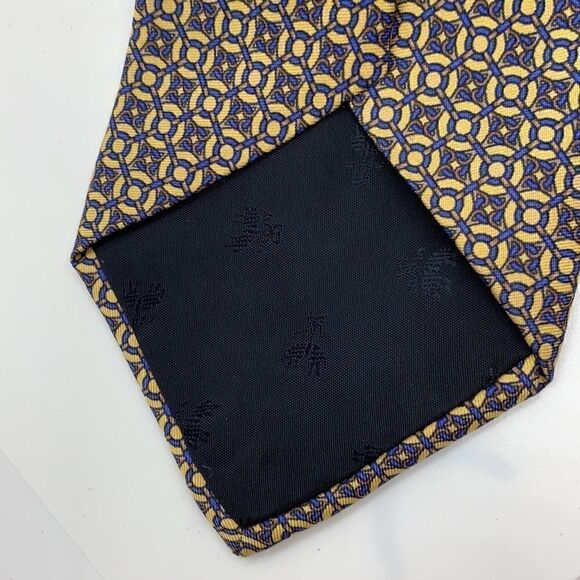 Brooks Brothers blue and gold print silk tie - Picture 5 of 5